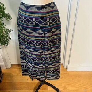 Vintage BONJOUR Tribal/Aztec Print, Midi Skirt Size 18